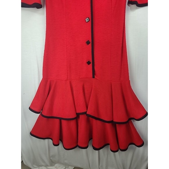 Vintage Vicky Vaughn 3/4 Dress 70's Fit and Flare Puffy Sleeves Jersey READ Desc - Picture 4 of 14